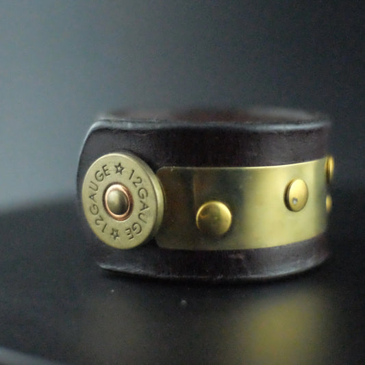 Genuine Leather Bracelet with brass strip 