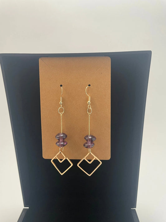 Celestial Harmony Brass & Purple Czech Glass Earrings Urban Alcatraz ™