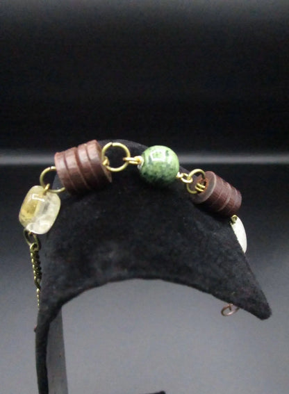 Beaded Bracelet with citrine and quartz crystal 