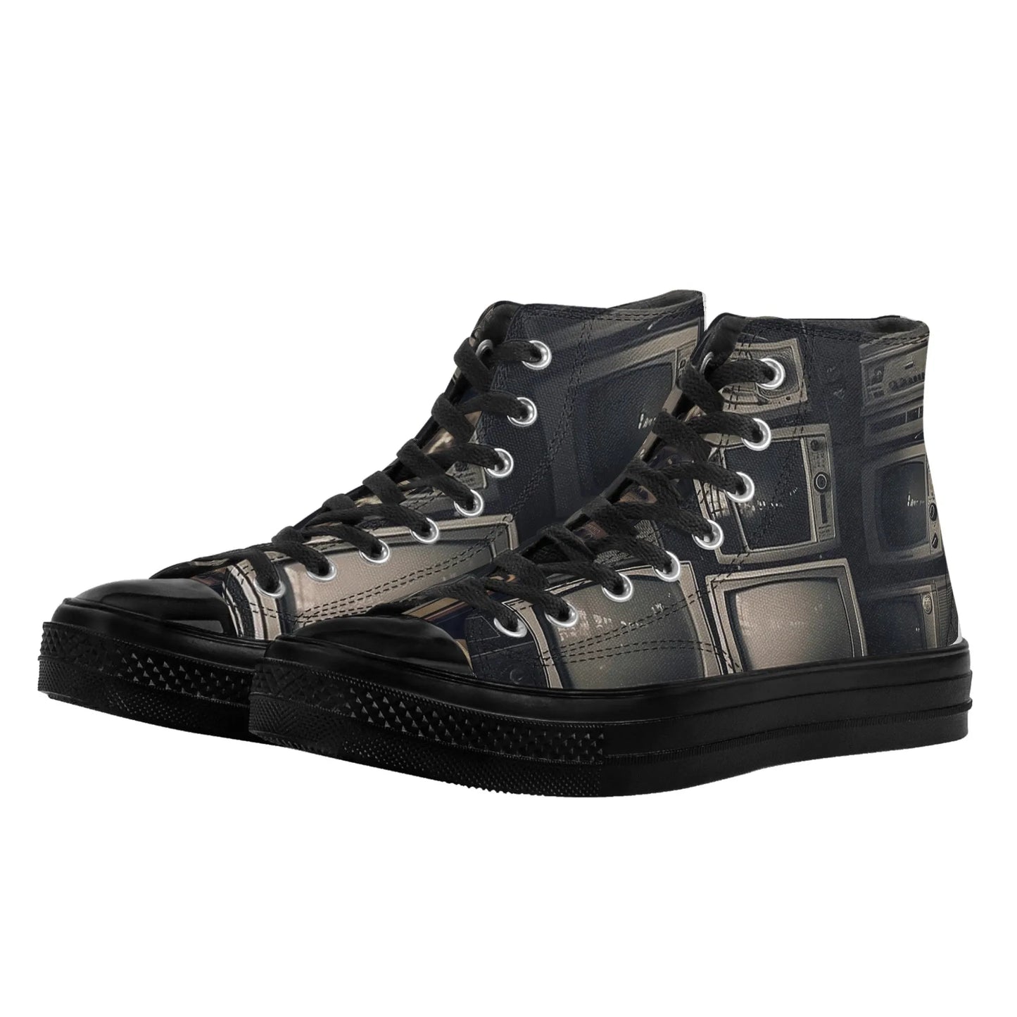 Womens Classic Black High Top Canvas Shoes popcustoms