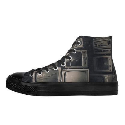 Womens Classic Black High Top Canvas Shoes popcustoms