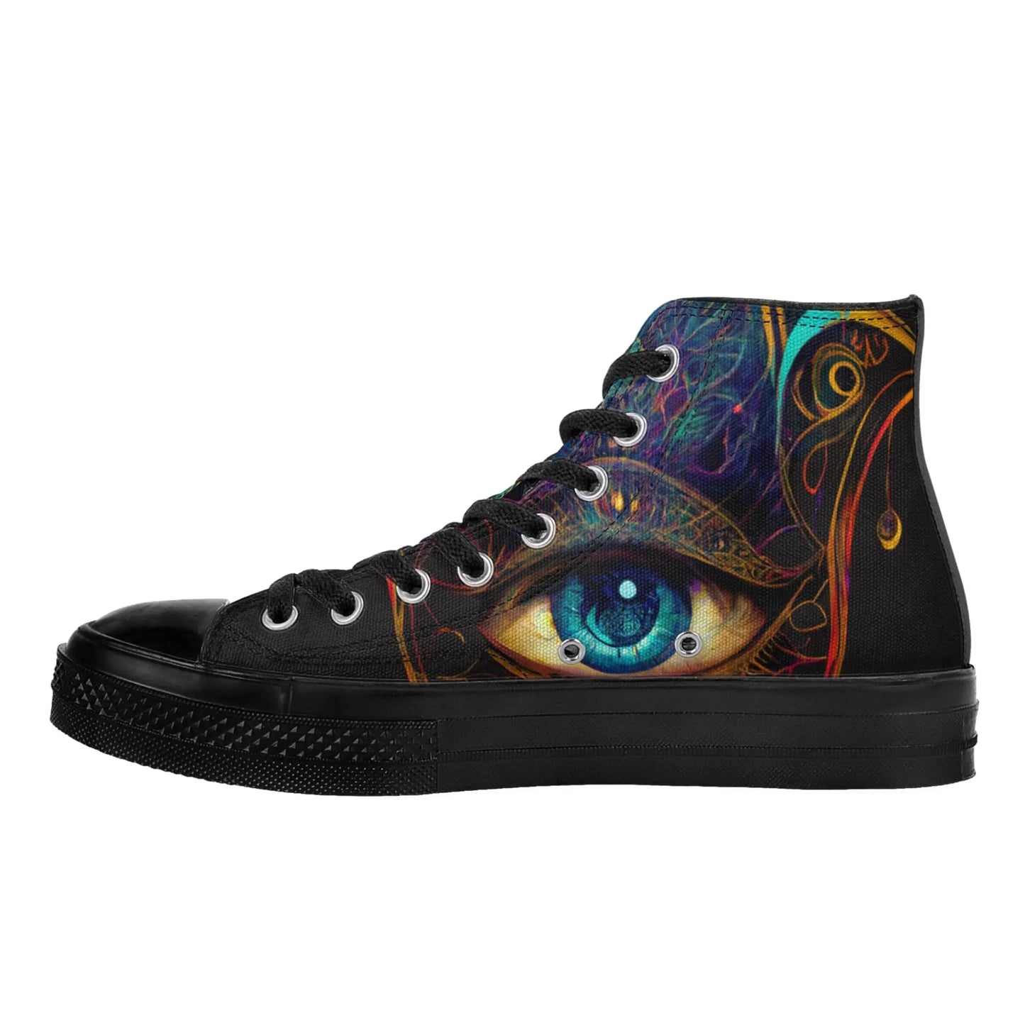 Multicolored Hamsa Black High Top Woman Shoes Customs