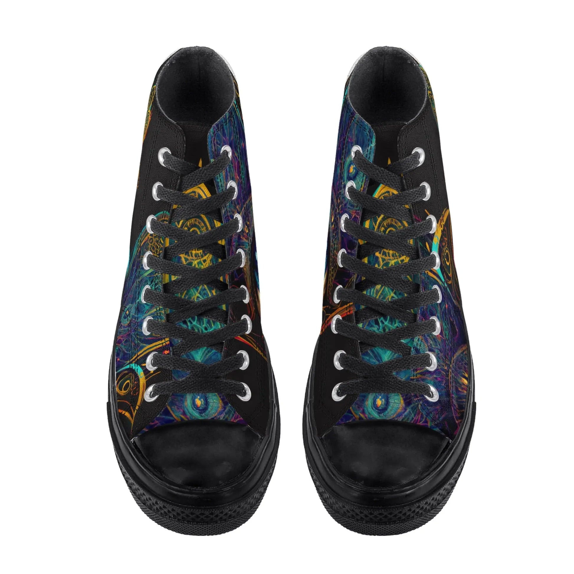 Multicolored Hamsa Black High Top Woman Shoes Customs