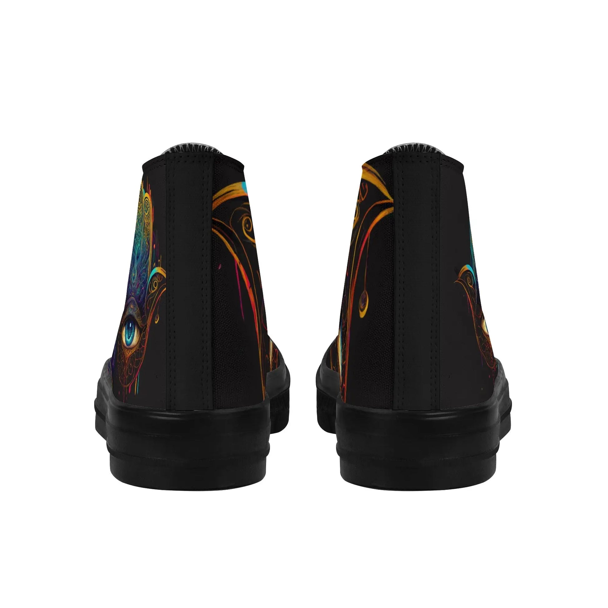 Multicolored Hamsa Black High Top Woman Shoes Customs